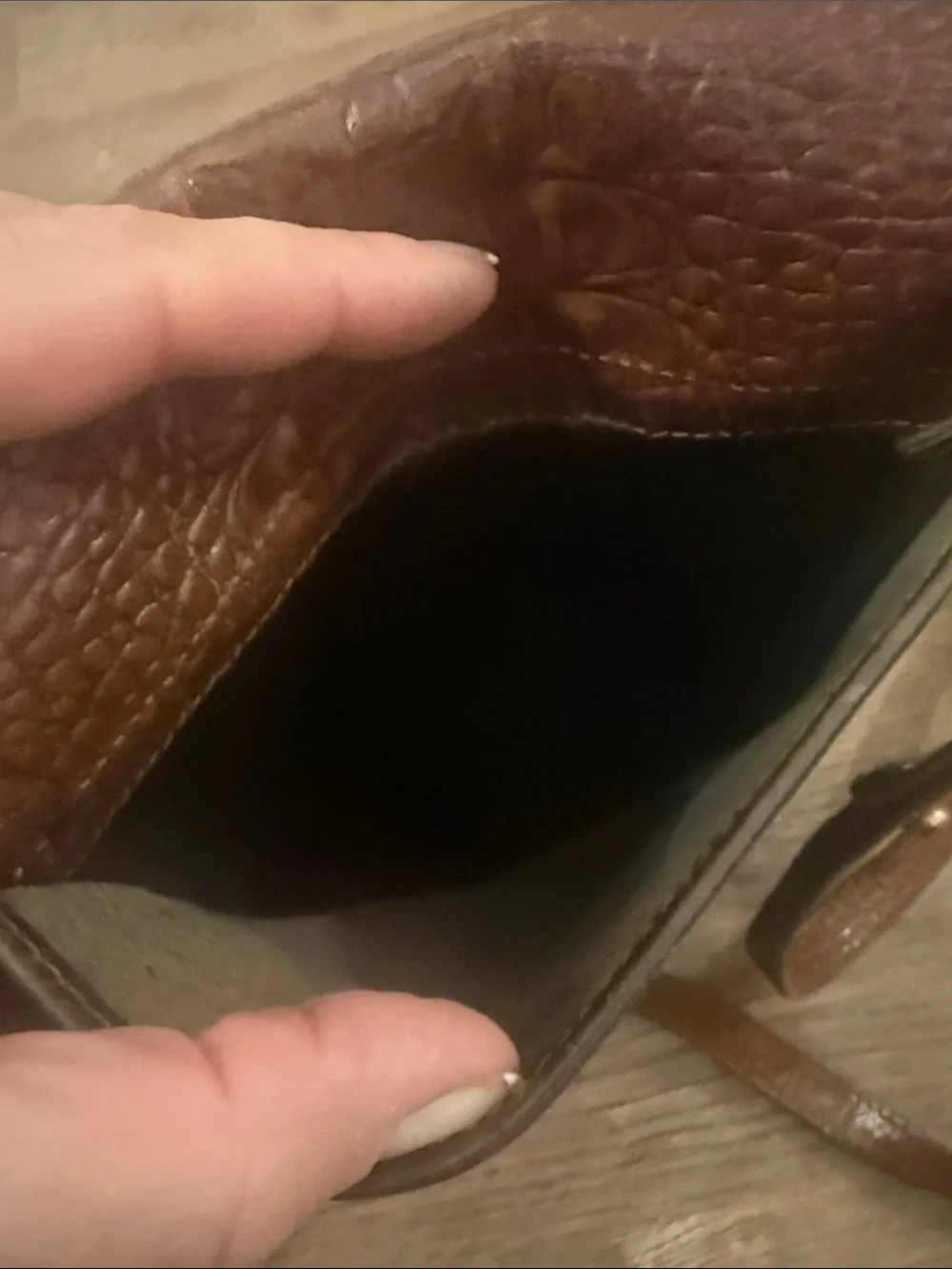 Brahmin Vintage Tuscan Brown Croc-Flap and Black Leather Messenger Bag